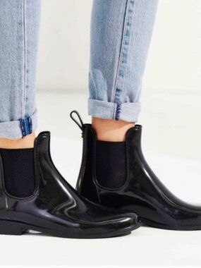 Sam Edelman Black Patent Chelsea Tinsley Rain Boots